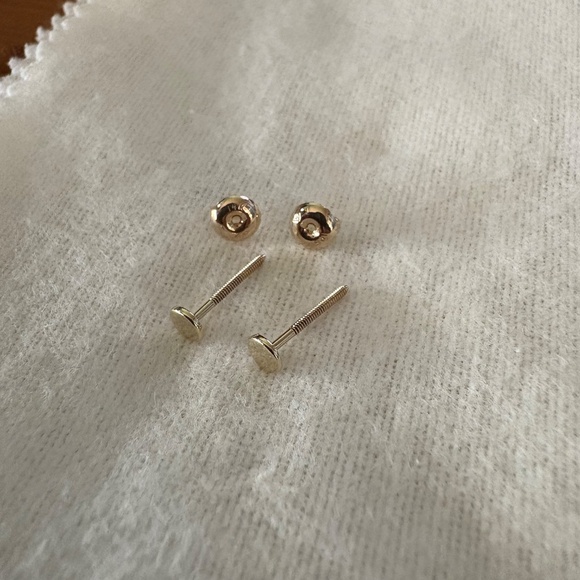 Automic Gold 4mm Medium Circle Earrings, 14k Yellow Gold - Picture 4 of 9